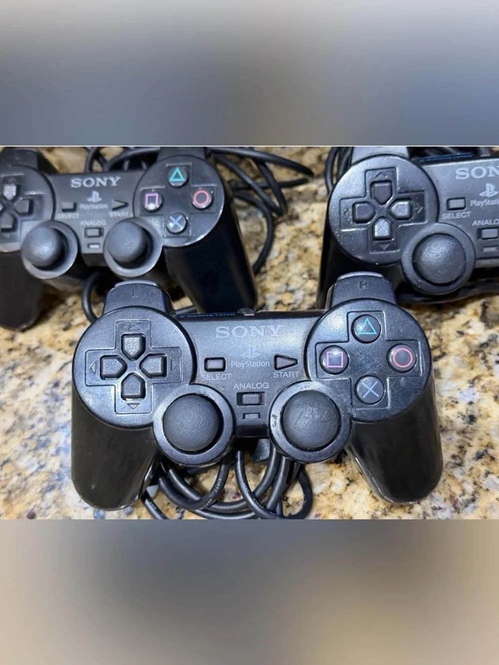 X3 Sony PlayStation 2 DualShock Controller wired PS2 SCPH-10010 Black Tested